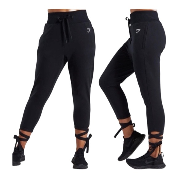 Gymshark Pants - Gymshark ark Women's  high waisted wrap ankle joggers black Size XS